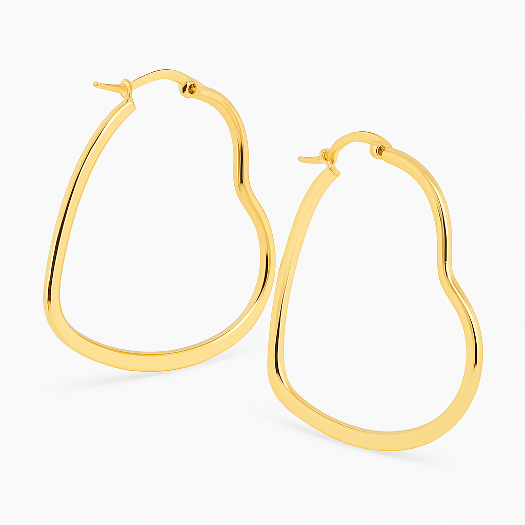 Gold Heart Shaped Hoop Earrings