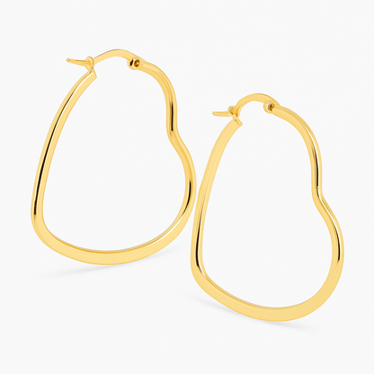 Gold Heart Shaped Hoop Earrings