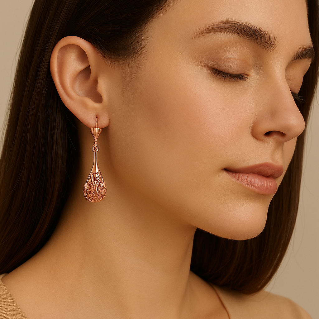 Rose Filigree Teardrop Earrings