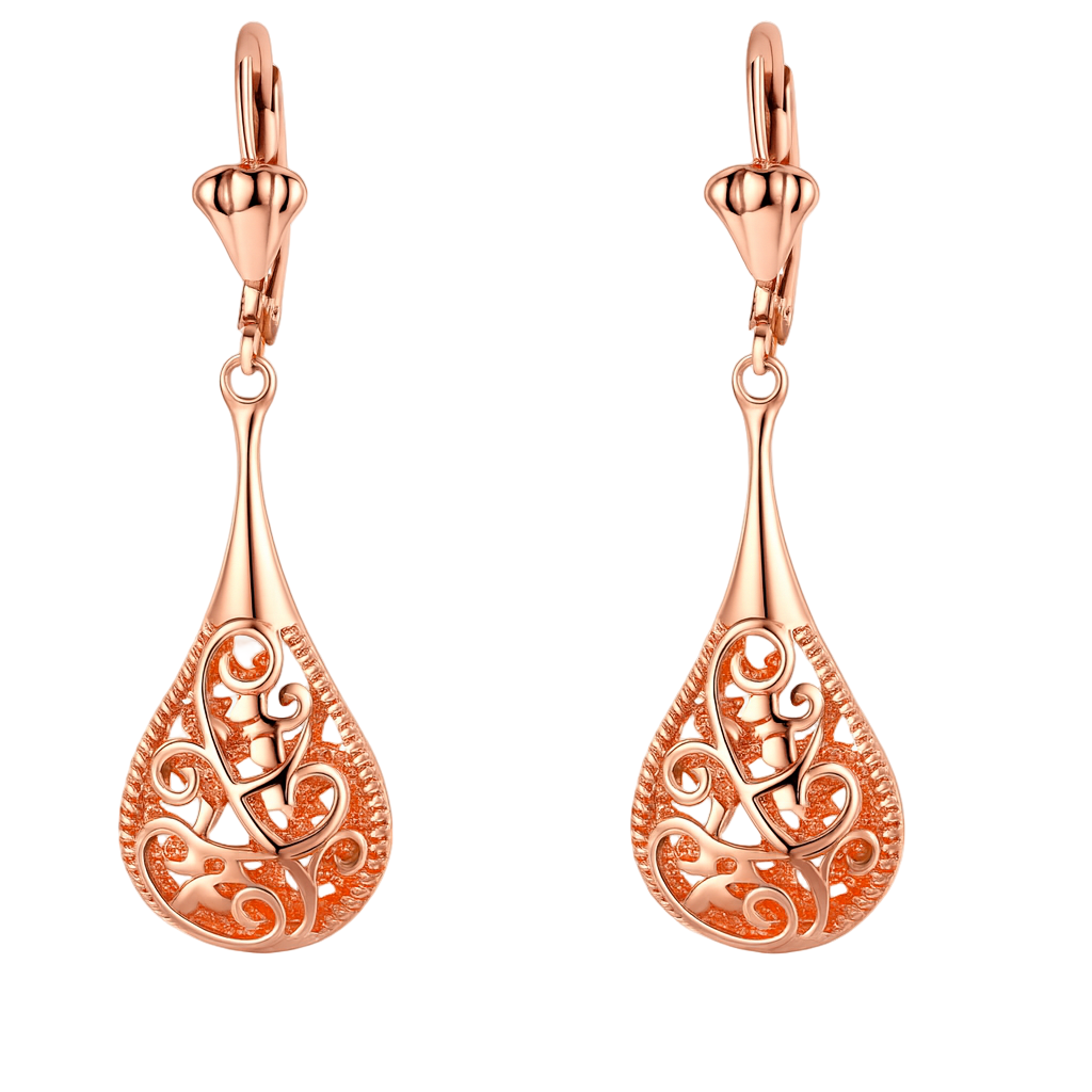 Rose Filigree Teardrop Earrings