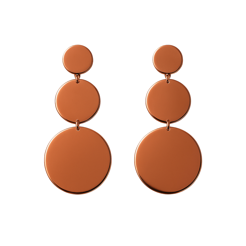 Copper Triple Circle Drop Earrings