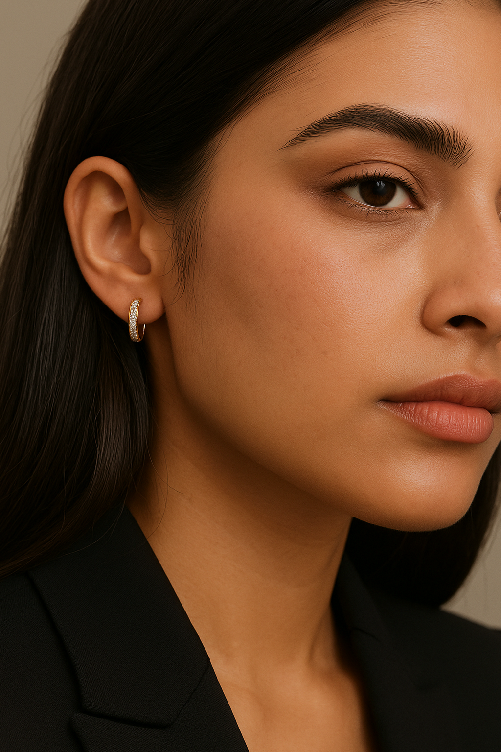 Gold Crystal Hoop Earrings