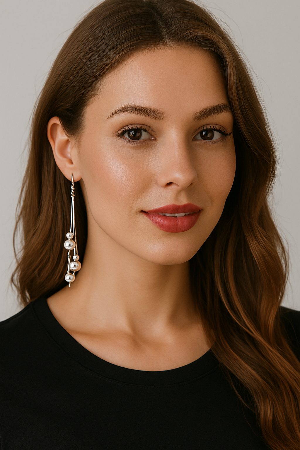 Silver Dangle Earrings with Textured and Polished Beads