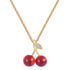 Gold Cherry Pendant Necklace, 18K Gold Plated Stainless Steel by Nyaara