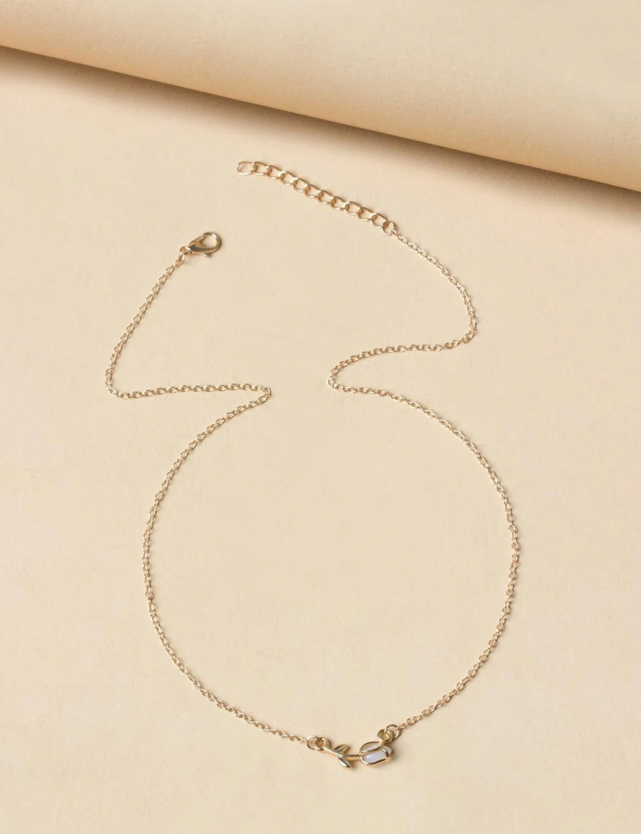 Rhinestone Flower Design Necklace