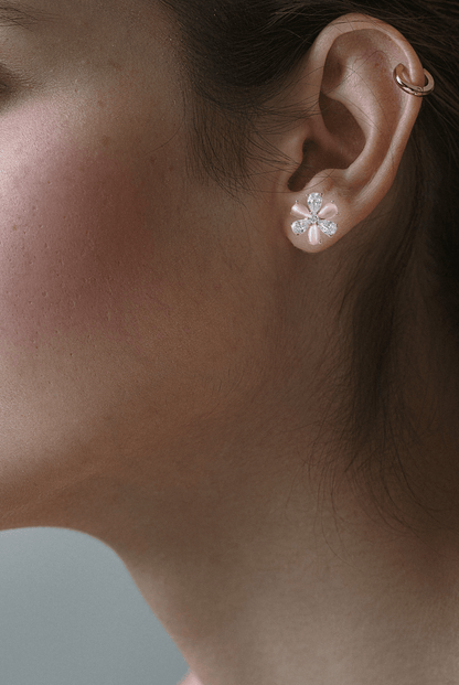 Blush Crystal Flower Stud Earrings